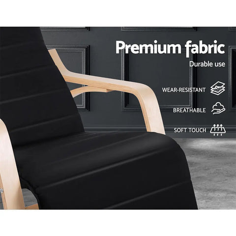 Artiss Rocking Armchair Footrest Nursing Black Afton - Chez Guru