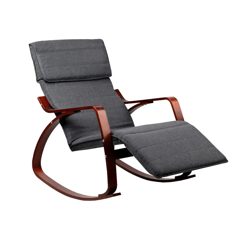 Artiss Rocking Armchair Footrest Nursing Charcoal Afton - Chez Guru