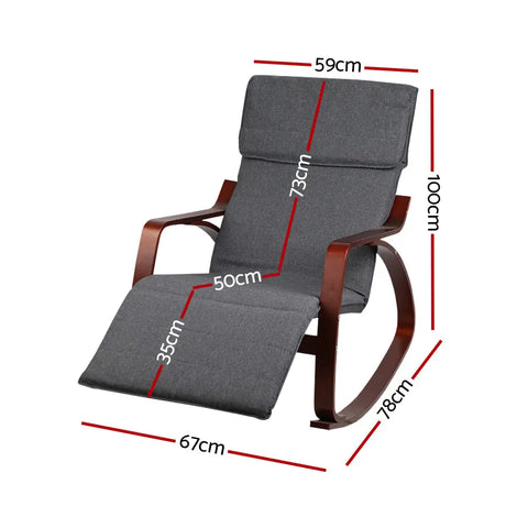 Artiss Rocking Armchair Footrest Nursing Charcoal Afton - Chez Guru