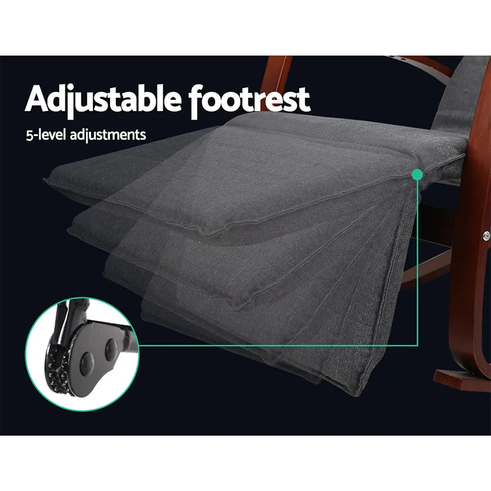 Artiss Rocking Armchair Footrest Nursing Charcoal Afton - Chez Guru