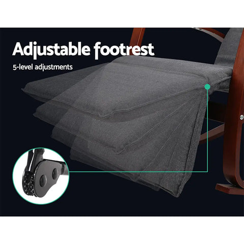 Artiss Rocking Armchair Footrest Nursing Charcoal Afton - Chez Guru
