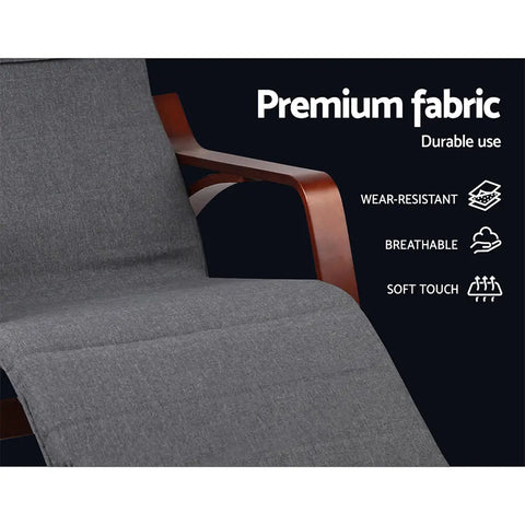 Artiss Rocking Armchair Footrest Nursing Charcoal Afton - Chez Guru
