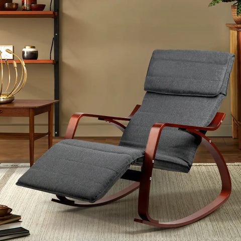 Artiss Rocking Armchair Footrest Nursing Charcoal Afton - Chez Guru