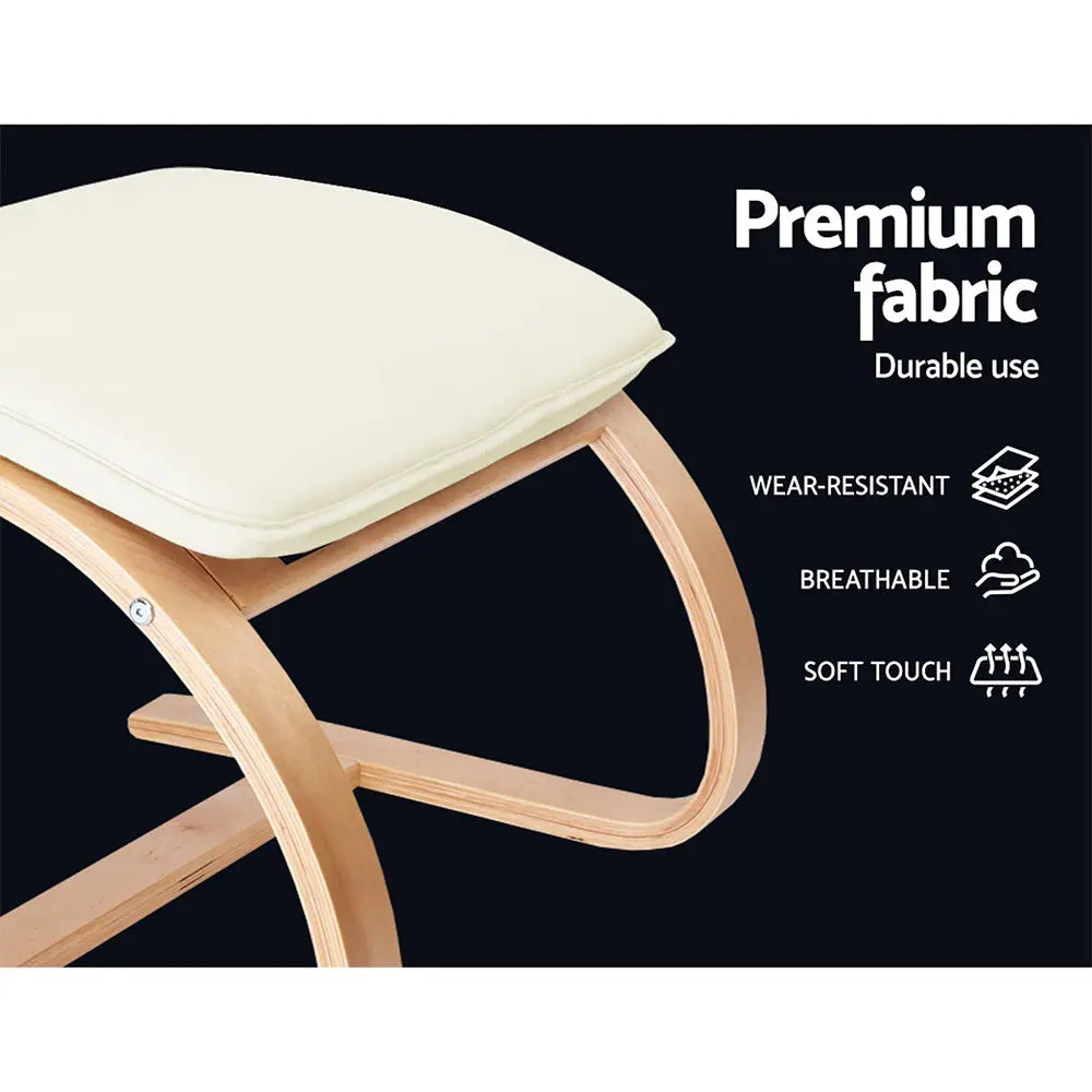 Artiss Rocking Armchair Footstool Bentwood Beige - Chez Guru