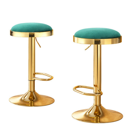 2x Artiss Bar Stools Kitchen Dining Chairs Velvet Padded Stool Green Chez Guru