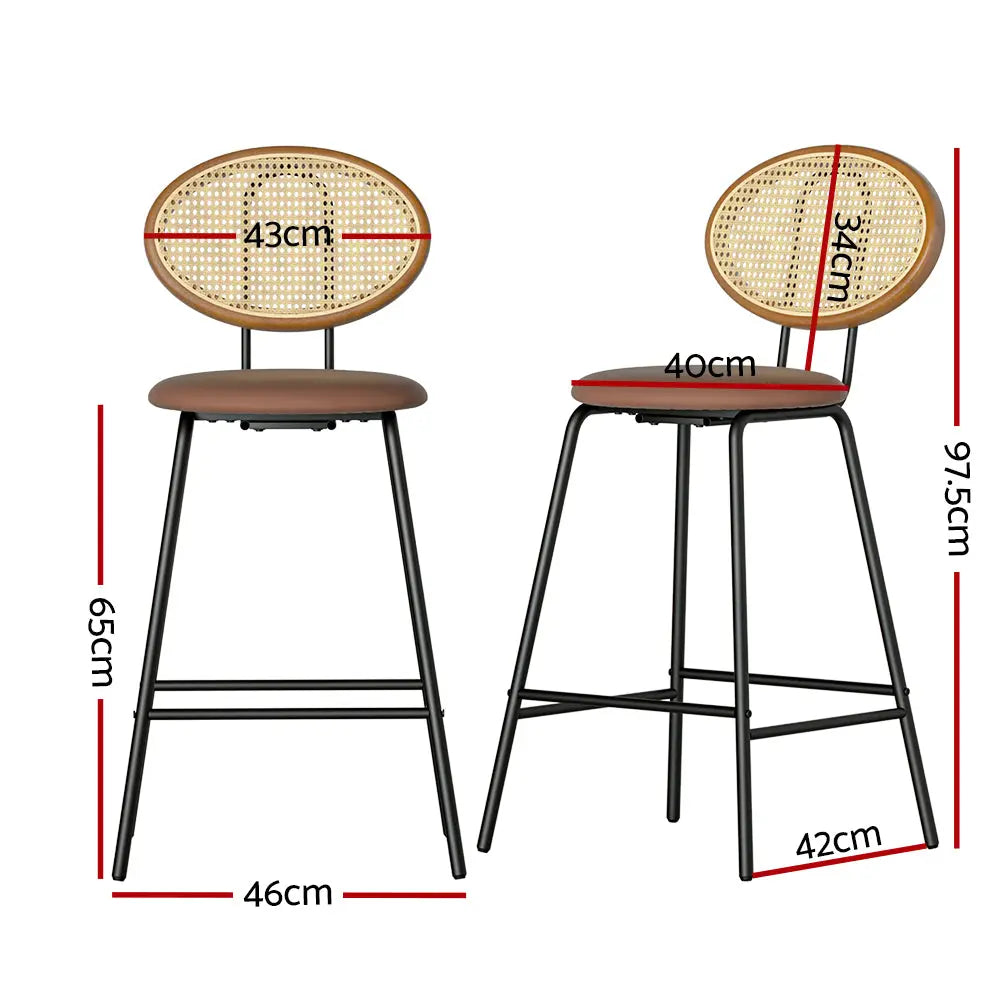Artiss 2x Bar Stools PU Leather Stools Brown - Chez Guru