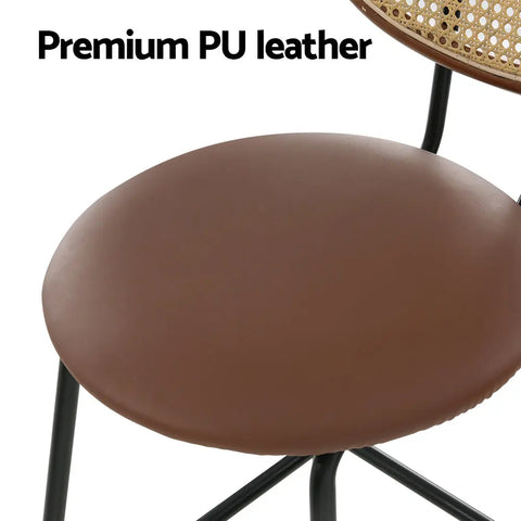 Artiss 2x Bar Stools PU Leather Stools Brown - Chez Guru