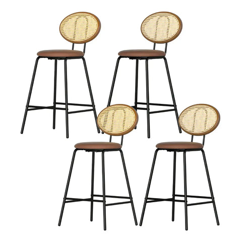 Artiss 4x Bar Stools PU Leather Stools Brown - Chez Guru