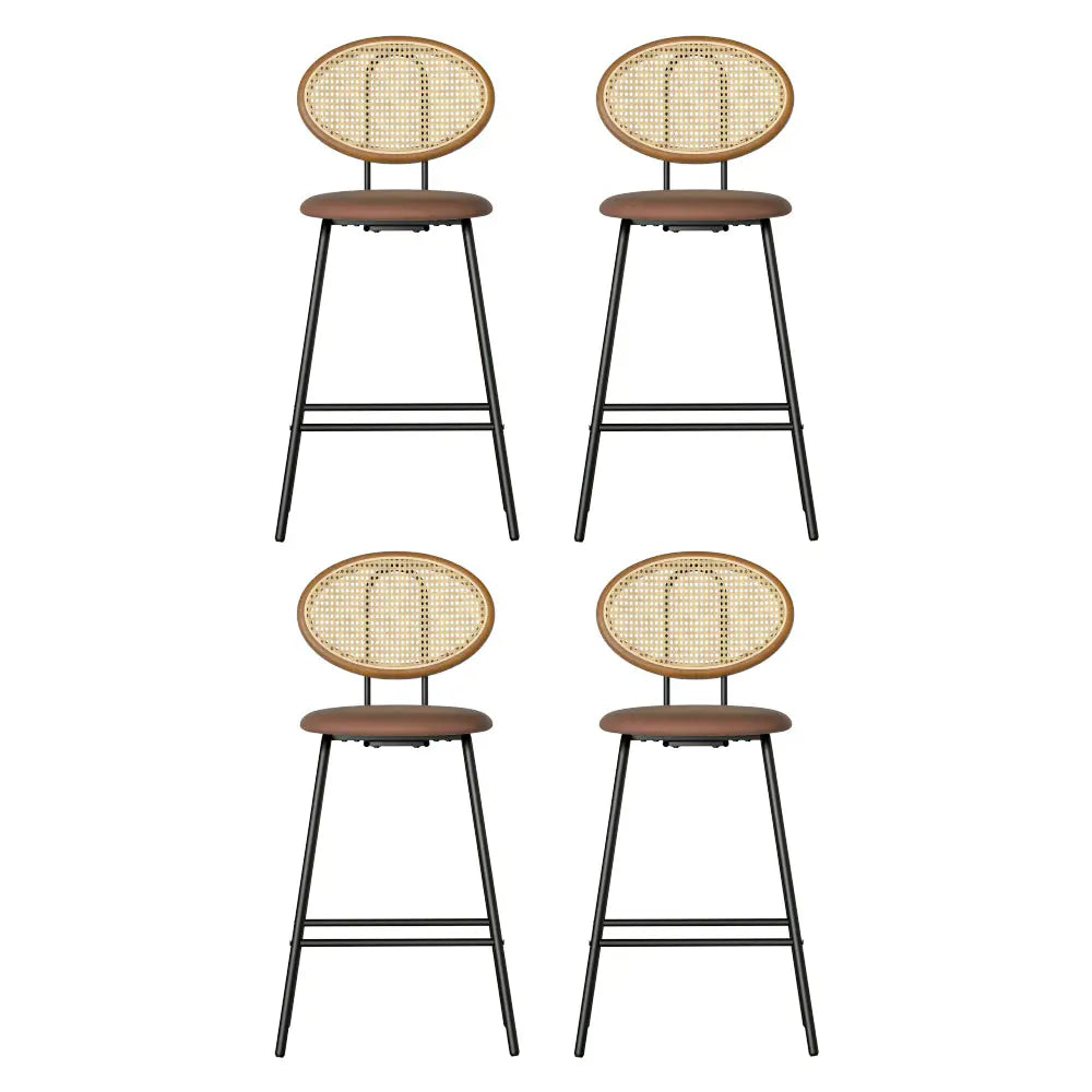 Artiss 4x Bar Stools PU Leather Stools Brown - Chez Guru