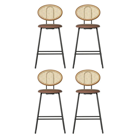 Artiss 4x Bar Stools PU Leather Stools Brown - Chez Guru