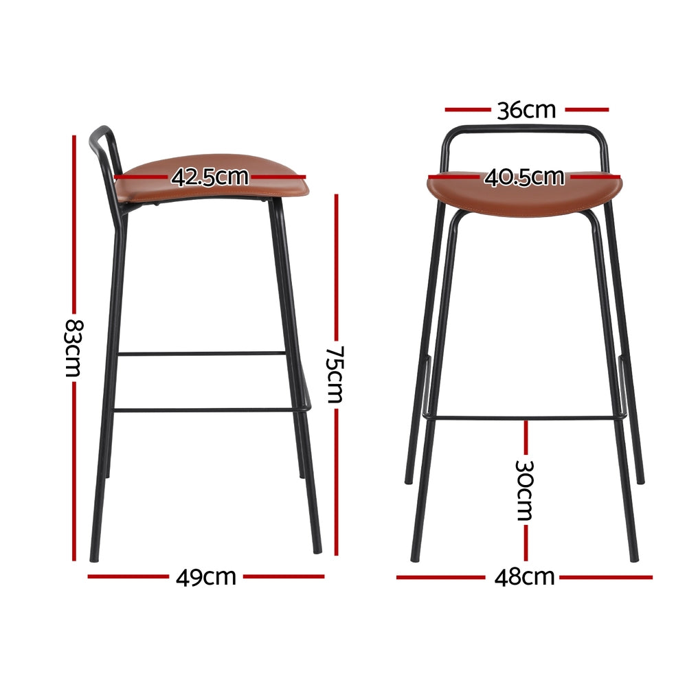 2x Artiss Bar Stools Kitchen Counter Stools Metal Brown Chez Guru