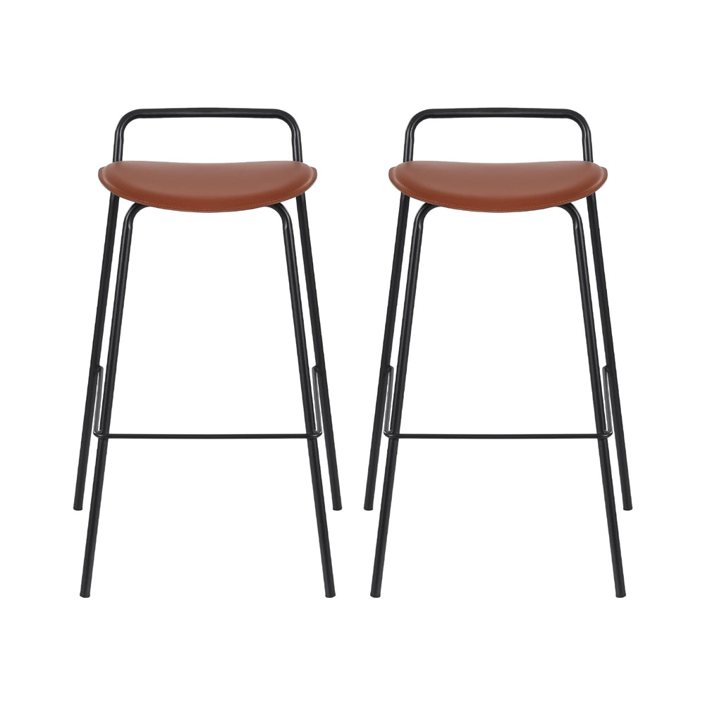2x Artiss Bar Stools Kitchen Counter Stools Metal Brown Chez Guru