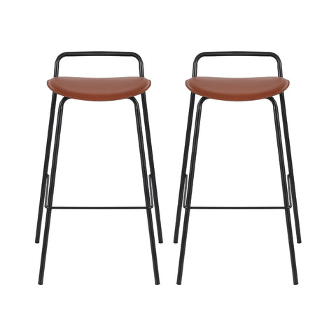 2x Artiss Bar Stools Kitchen Counter Stools Metal Brown Chez Guru