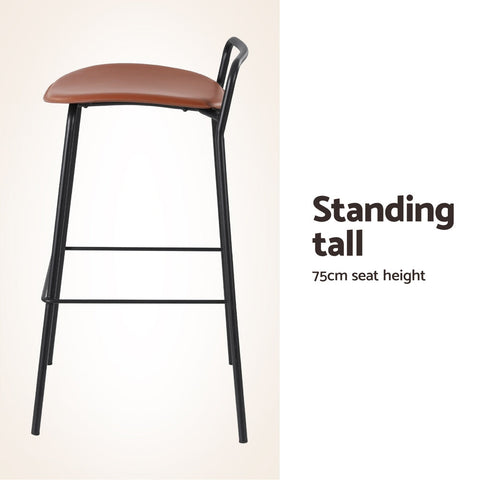 2x Artiss Bar Stools Kitchen Counter Stools Metal Brown Chez Guru