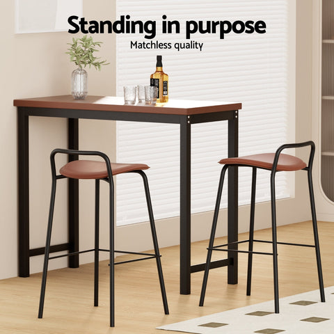 2x Artiss Bar Stools Kitchen Counter Stools Metal Brown Chez Guru