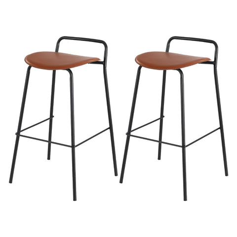 2x Artiss Bar Stools Kitchen Counter Stools Metal Brown Chez Guru