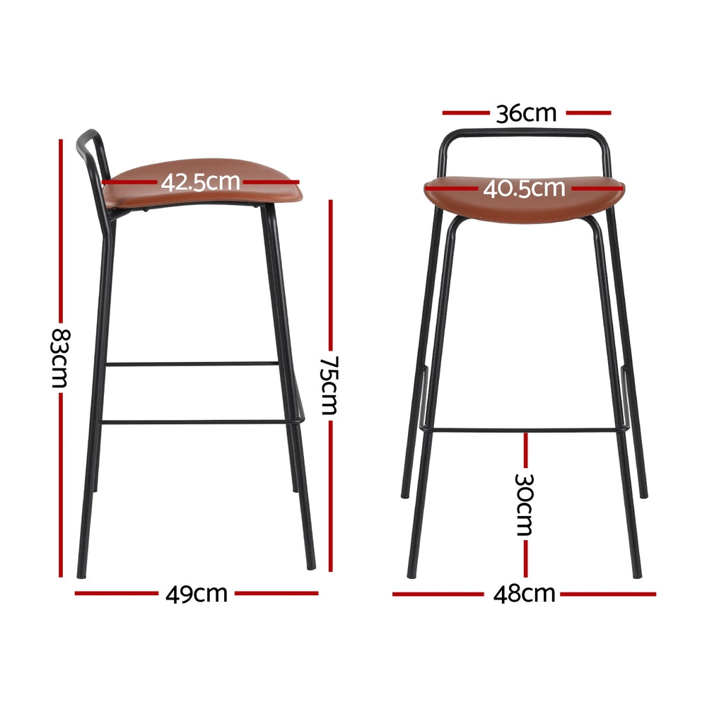 4x Artiss Bar Stools Kitchen Counter Dining Chair Metal Brown Chez Guru