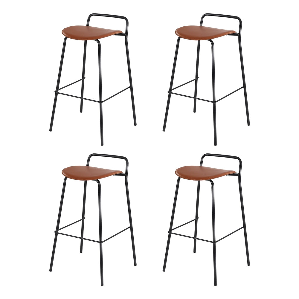 4x Artiss Bar Stools Kitchen Counter Dining Chair Metal Brown Chez Guru