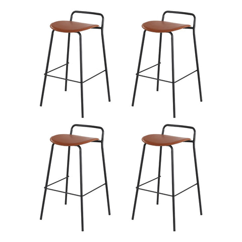 4x Artiss Bar Stools Kitchen Counter Dining Chair Metal Brown Chez Guru