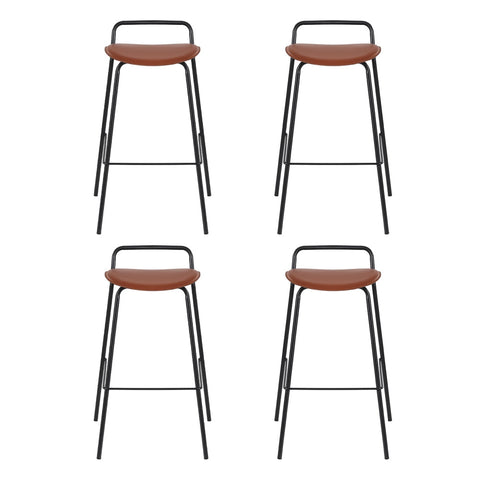 4x Artiss Bar Stools Kitchen Counter Dining Chair Metal Brown Chez Guru