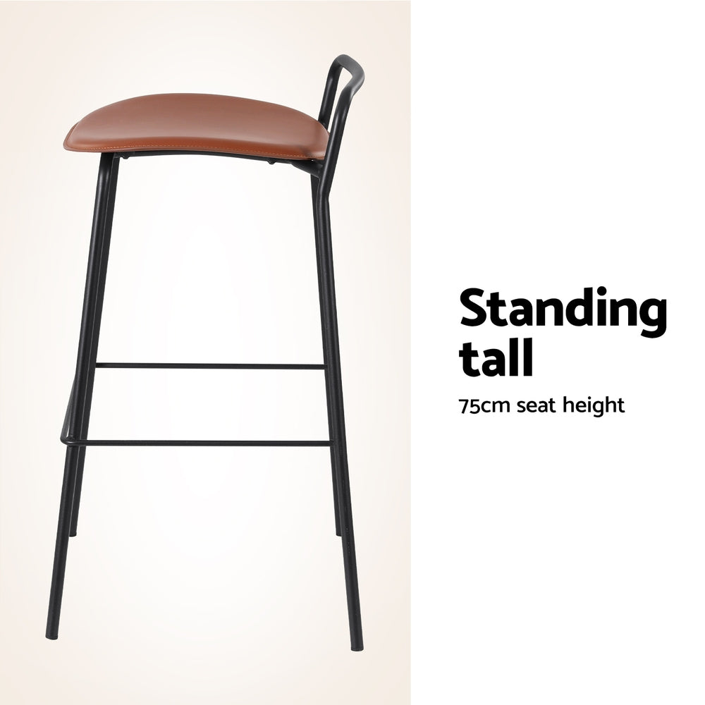 4x Artiss Bar Stools Kitchen Counter Dining Chair Metal Brown Chez Guru