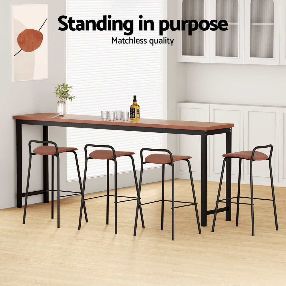 4x Artiss Bar Stools Kitchen Counter Dining Chair Metal Brown Chez Guru