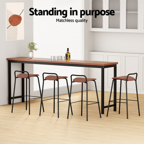 4x Artiss Bar Stools Kitchen Counter Dining Chair Metal Brown Chez Guru