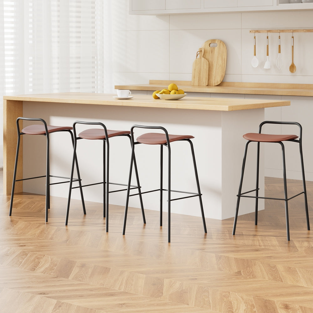 4x Artiss Bar Stools Kitchen Counter Dining Chair Metal Brown Chez Guru