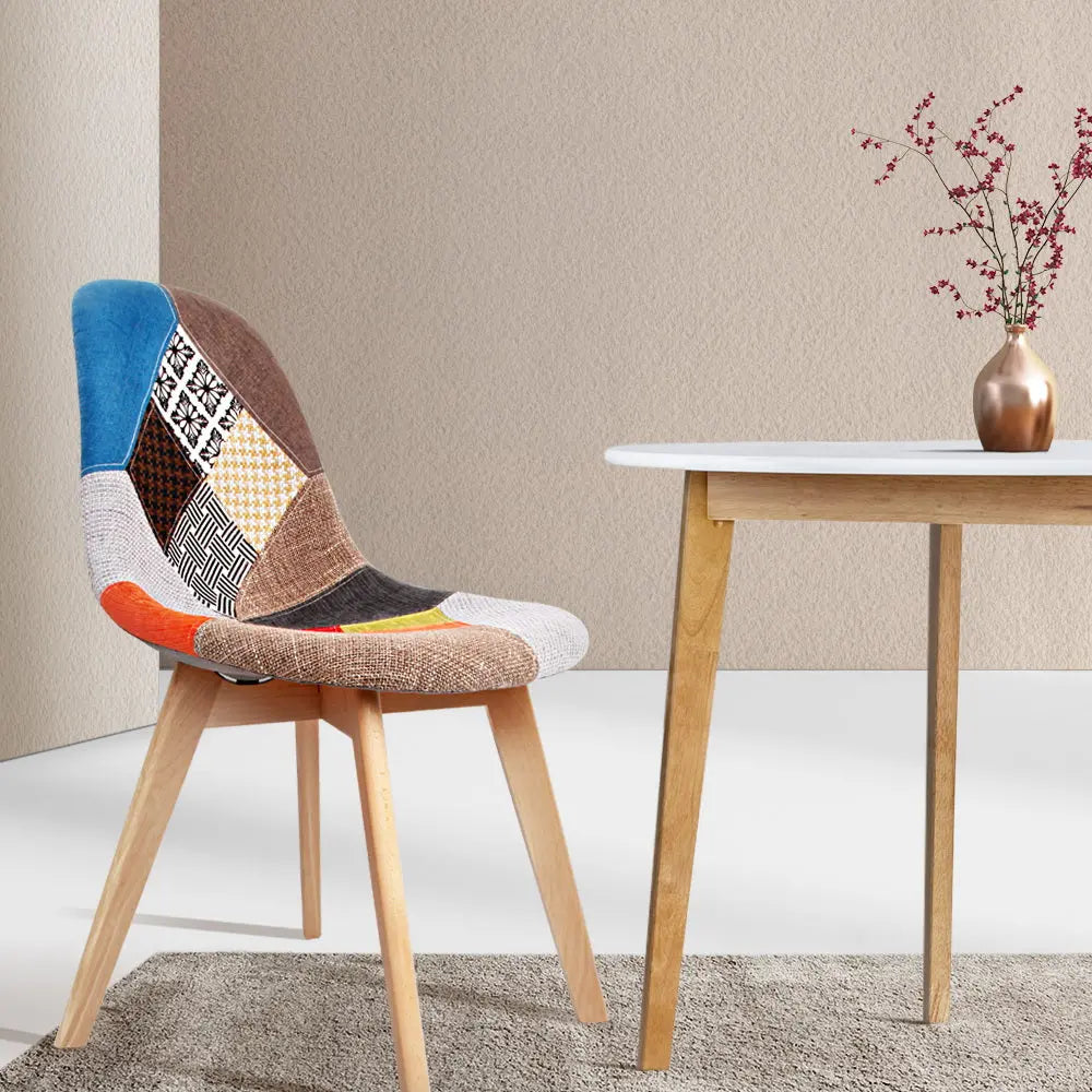 Artiss Dining Chairs Set of 2 Fabric Retro Replica DSW Chez Guru