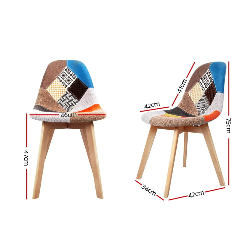 Artiss Dining Chairs Set of 2 Fabric Retro Replica DSW Chez Guru