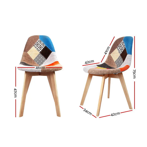 Artiss Dining Chairs Set of 2 Fabric Retro Replica DSW Chez Guru