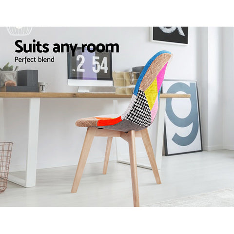Artiss Dining Chairs Set of 4 Fabric Retro Replica DSW