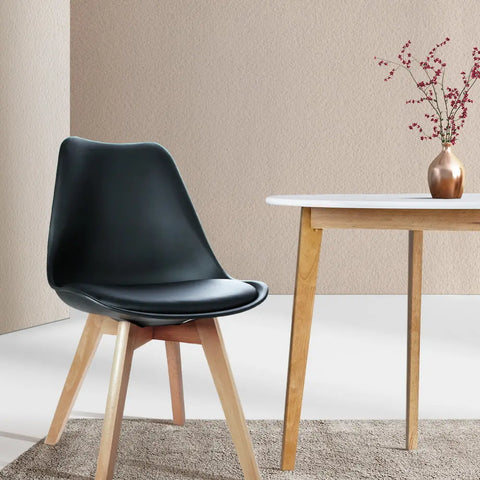 Artiss Dining Chairs Set of 4 Leather Plastic DSW Replica Wooden Black Chez Guru