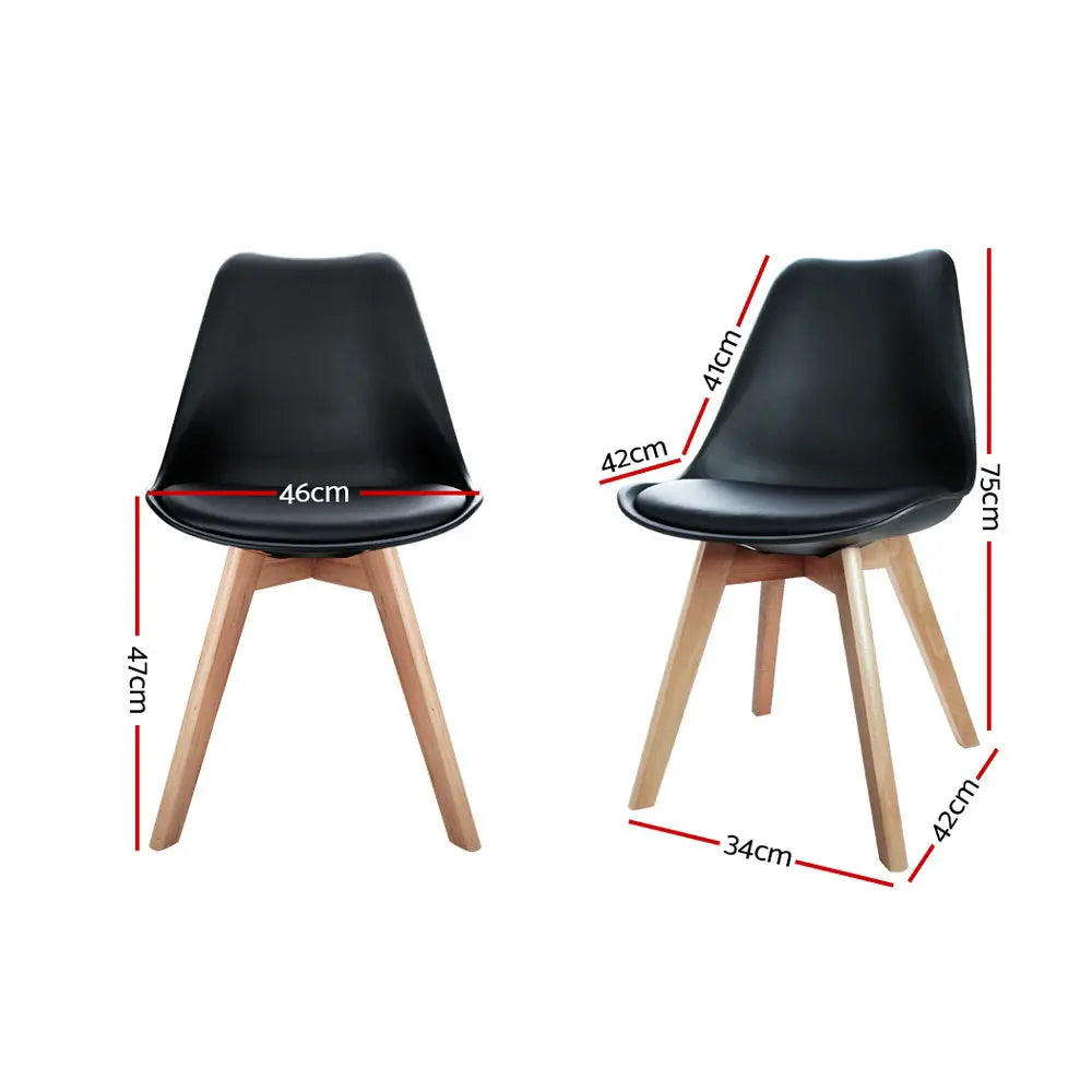 Artiss Dining Chairs Set of 4 Leather Plastic DSW Replica Wooden Black Chez Guru