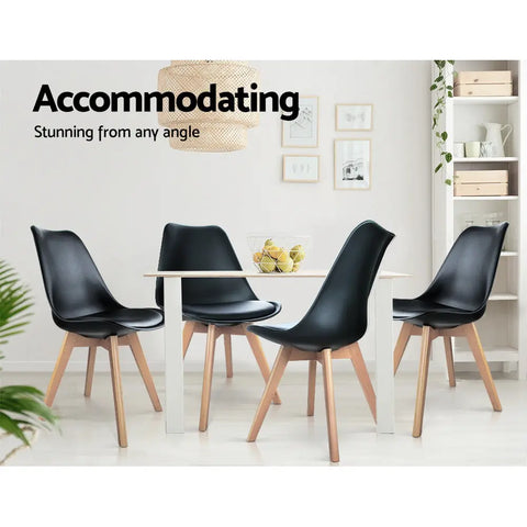 Artiss Dining Chairs Set of 4 Leather Plastic DSW Replica Wooden Black Chez Guru