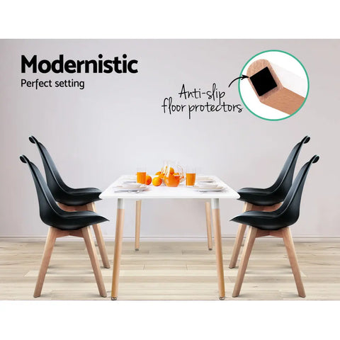 Artiss Dining Chairs Set of 4 Leather Plastic DSW Replica Wooden Black Chez Guru