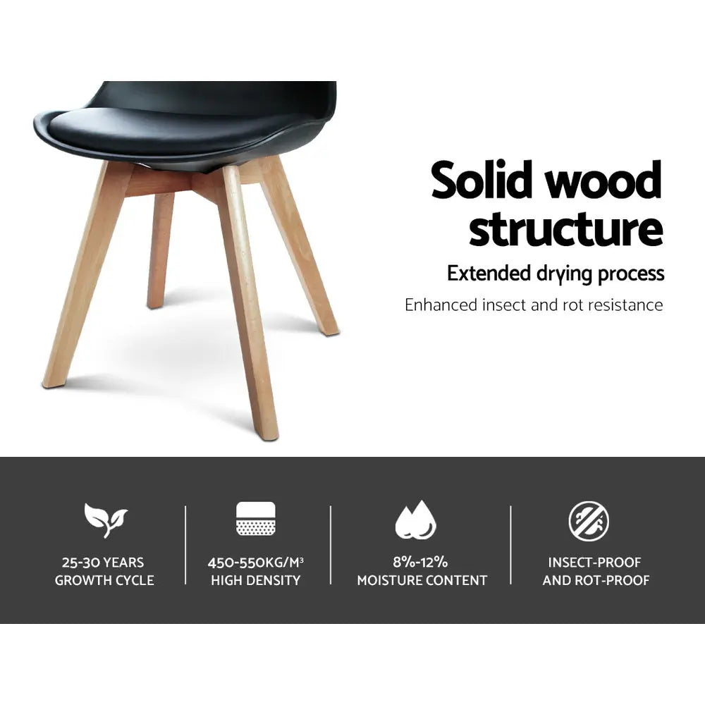 Artiss Dining Chairs Set of 4 Leather Plastic DSW Replica Wooden Black Chez Guru