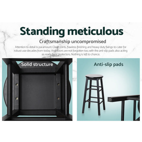 Artiss 2x Bar Stools Round Chairs Wooden Black Chez Guru