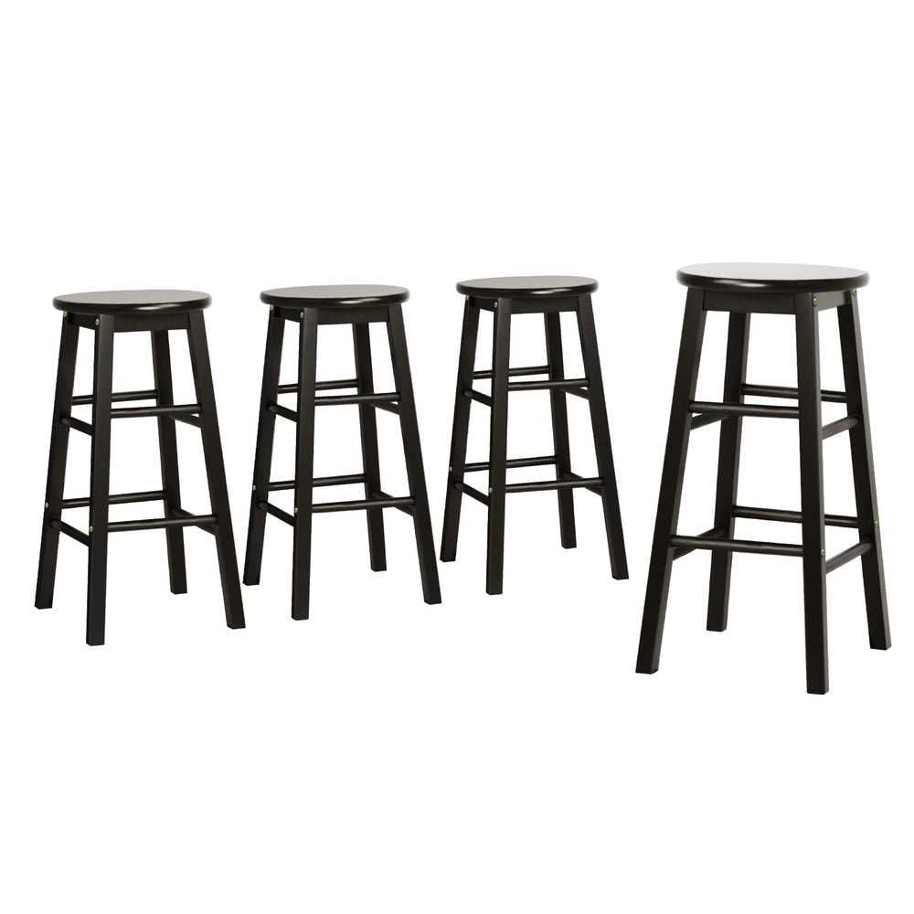 Artiss 4x Bar Stools Round Chairs Wooden Black Chez Guru