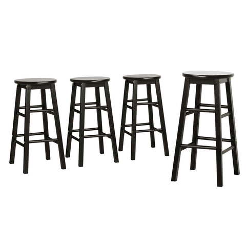 Artiss 4x Bar Stools Round Chairs Wooden Black Chez Guru