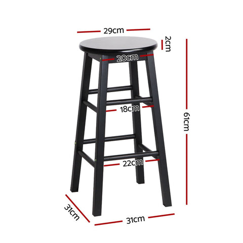Artiss 4x Bar Stools Round Chairs Wooden Black Chez Guru