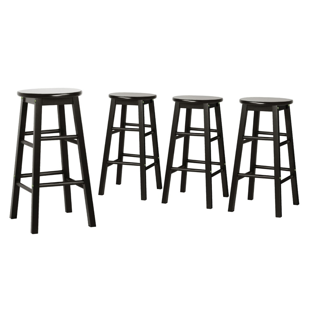 Artiss 4x Bar Stools Round Chairs Wooden Black Chez Guru