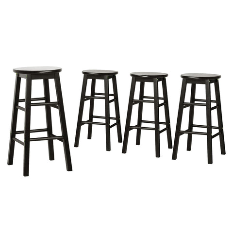 Artiss 4x Bar Stools Round Chairs Wooden Black Chez Guru