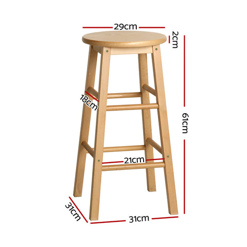 Artiss 2x Bar Stools Round Chairs Wooden Nature Chez Guru