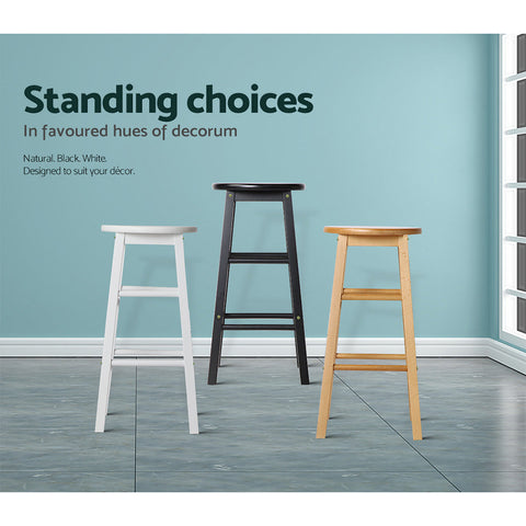 Artiss 2x Bar Stools Round Chairs Wooden Nature Chez Guru