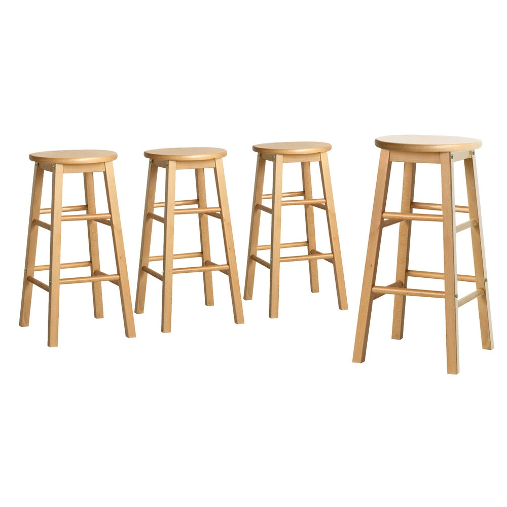 Artiss 4x Bar Stools Round Chairs Wooden Nature Chez Guru
