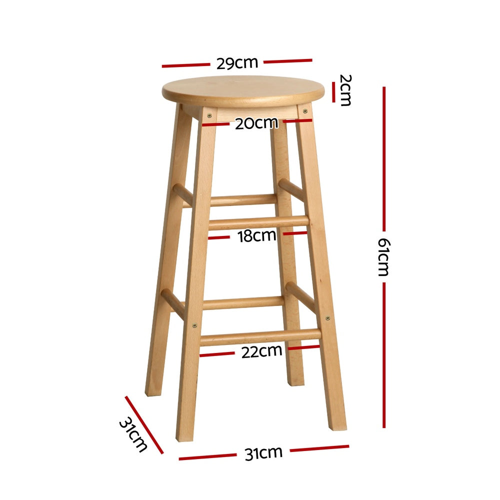 Artiss 4x Bar Stools Round Chairs Wooden Nature Chez Guru