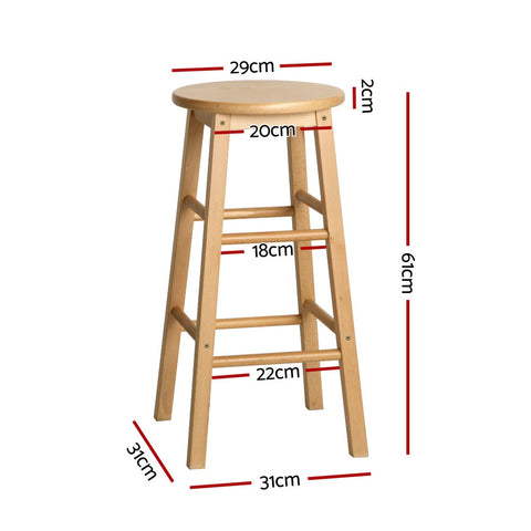 Artiss 4x Bar Stools Round Chairs Wooden Nature Chez Guru