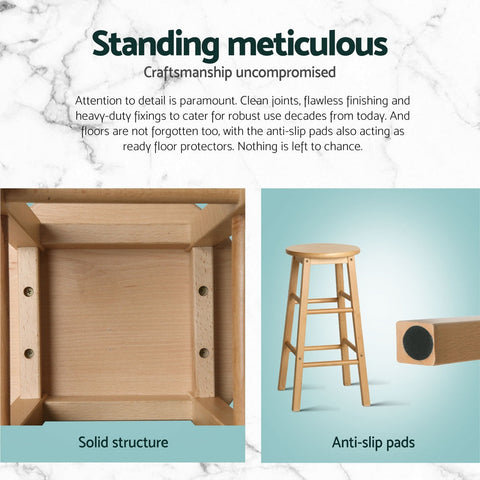 Artiss 4x Bar Stools Round Chairs Wooden Nature Chez Guru