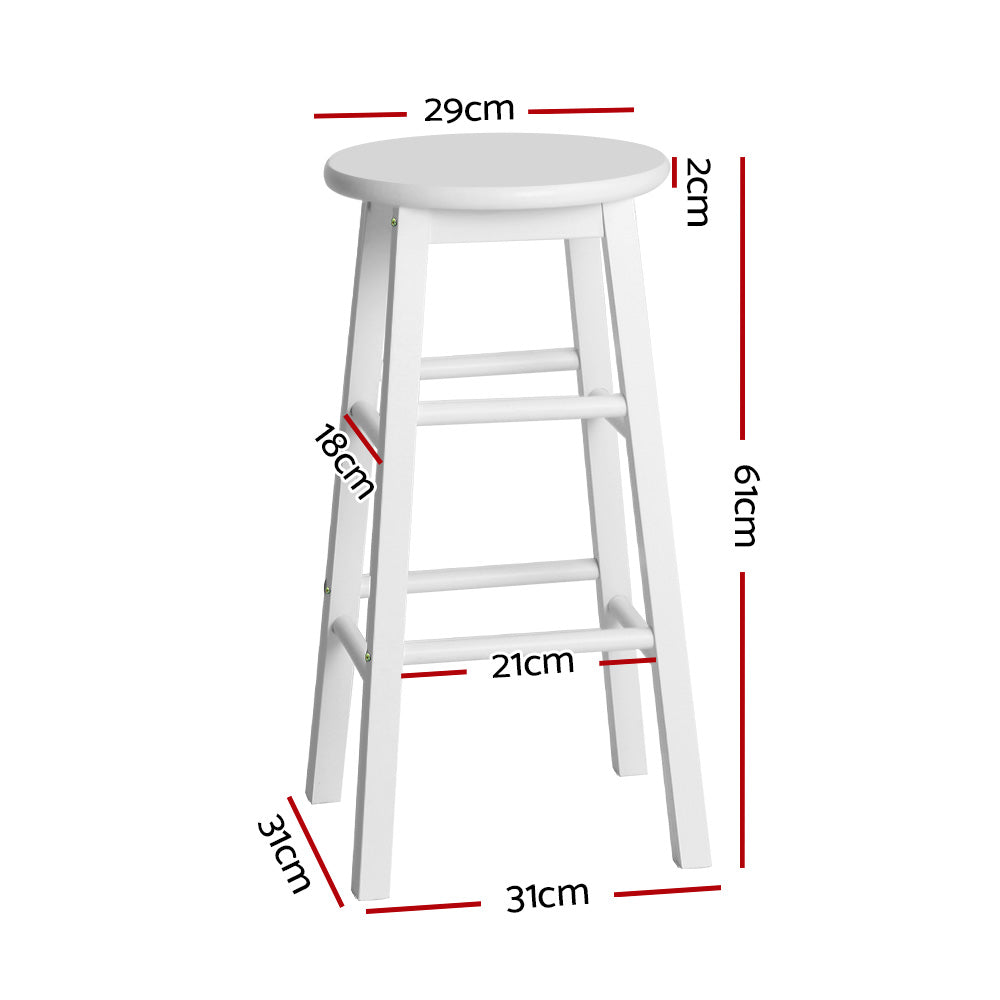 Artiss 2x Bar Stools Round Chairs Wooden White Chez Guru